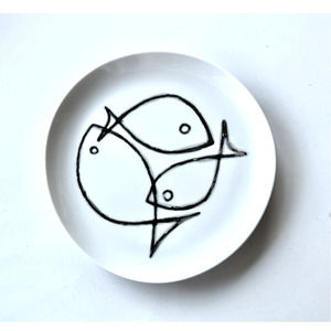 PAOLA NAVONE CERAMIC DINNER PLATE FISH GRAPHIC MODERN ITALIAN DESIGN PORTUGAL